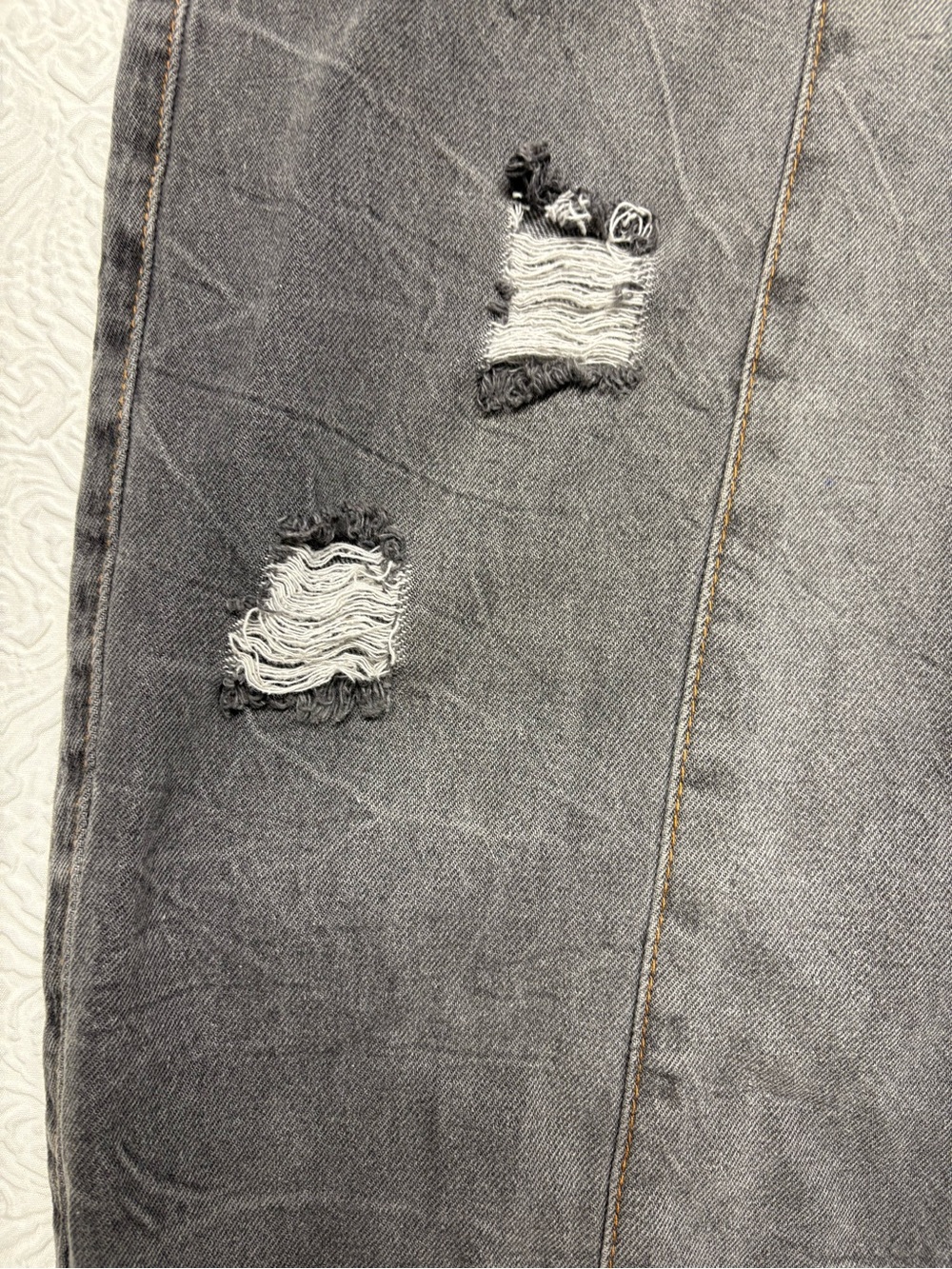 Gray Denim Overalls with Contrast Stitching - Size 2XL - Picture 3 of 10